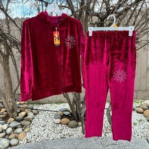 Women’s velvety jogger suit lounge casual travel set very soft light soft silky